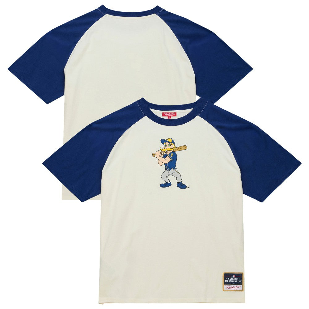 Milwaukee Brewers Mitchell & Ness Women's Boyfriend Raglan T-Shirt - Cream - Mitchell & Ness Online
