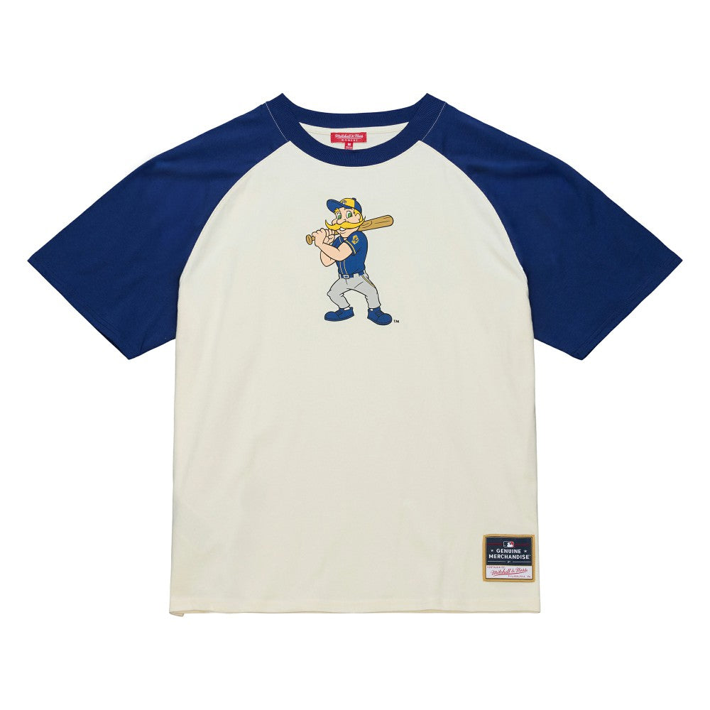 Milwaukee Brewers Mitchell & Ness Women's Boyfriend Raglan T-Shirt - Cream - Mitchell & Ness Online