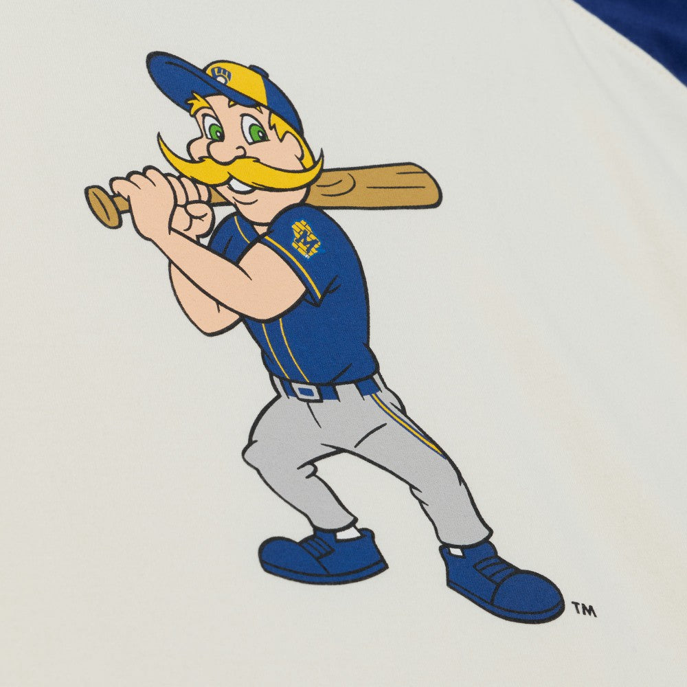 Milwaukee Brewers Mitchell & Ness Women's Boyfriend Raglan T-Shirt - Cream - Mitchell & Ness Online
