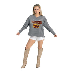 Washington Commanders Gameday Couture Women's French Terry V-Neck Pullover Sweatshirt Gray