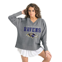 Baltimore Ravens Gameday Couture Women's French Terry V-Neck Pullover Sweatshirt Gray