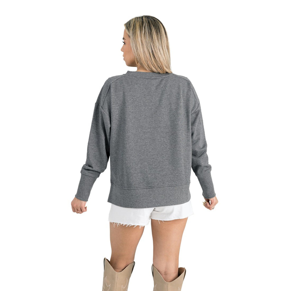Detroit Lions Gameday Couture Women's French Terry V-Neck Pullover Sweatshirt Gray
