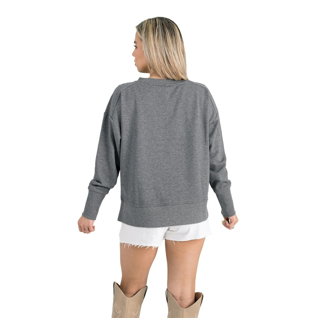Miami Dolphins Gameday Couture Women's French Terry V-Neck Pullover Sweatshirt Gray