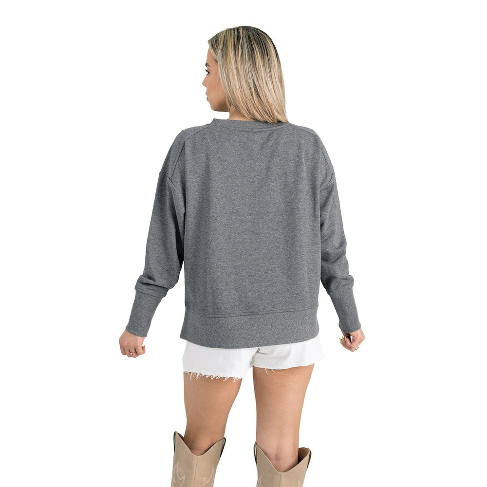 Seattle Seahawks Gameday Couture Women's French Terry V-Neck Pullover Sweatshirt Gray