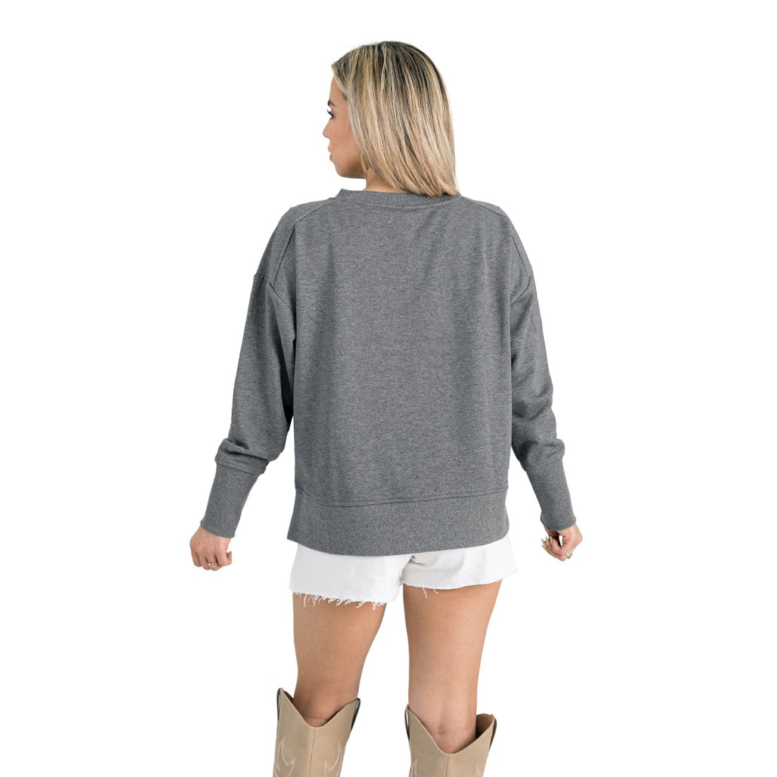 Houston Texans Gameday Couture Women's French Terry V-Neck Pullover Sweatshirt Gray