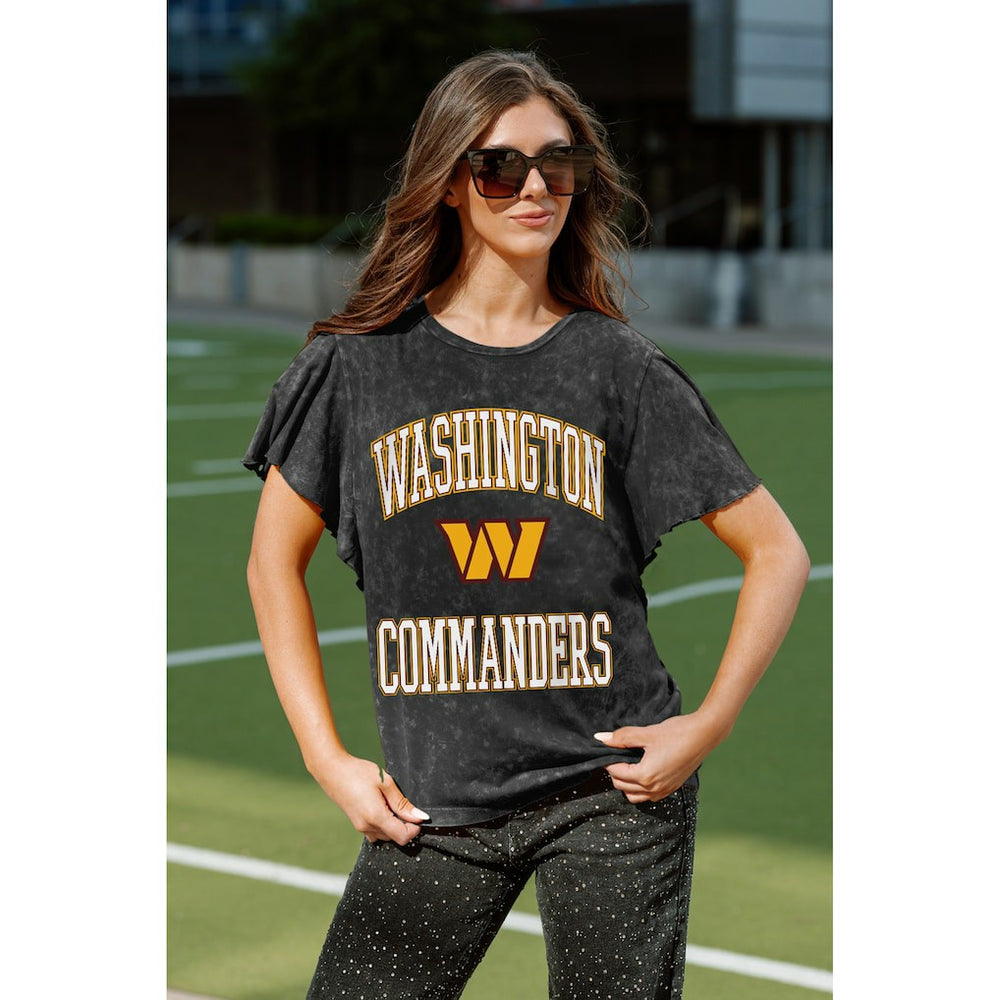 Washington Commanders Gameday Couture Women's Relaxed Flutter Sleeve T-Shirt Black