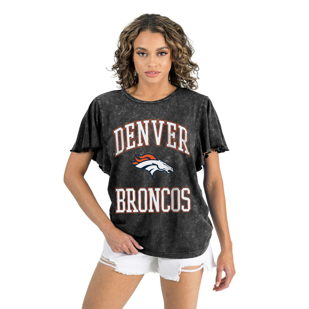 Denver Broncos Gameday Couture Women's Relaxed Flutter Sleeve T-Shirt Black