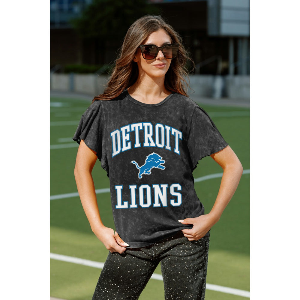 Detroit Lions Gameday Couture Women's Relaxed Flutter Sleeve T-Shirt Black