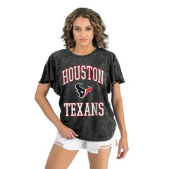 Houston Texans Gameday Couture Women's Relaxed Flutter Sleeve T-Shirt Black