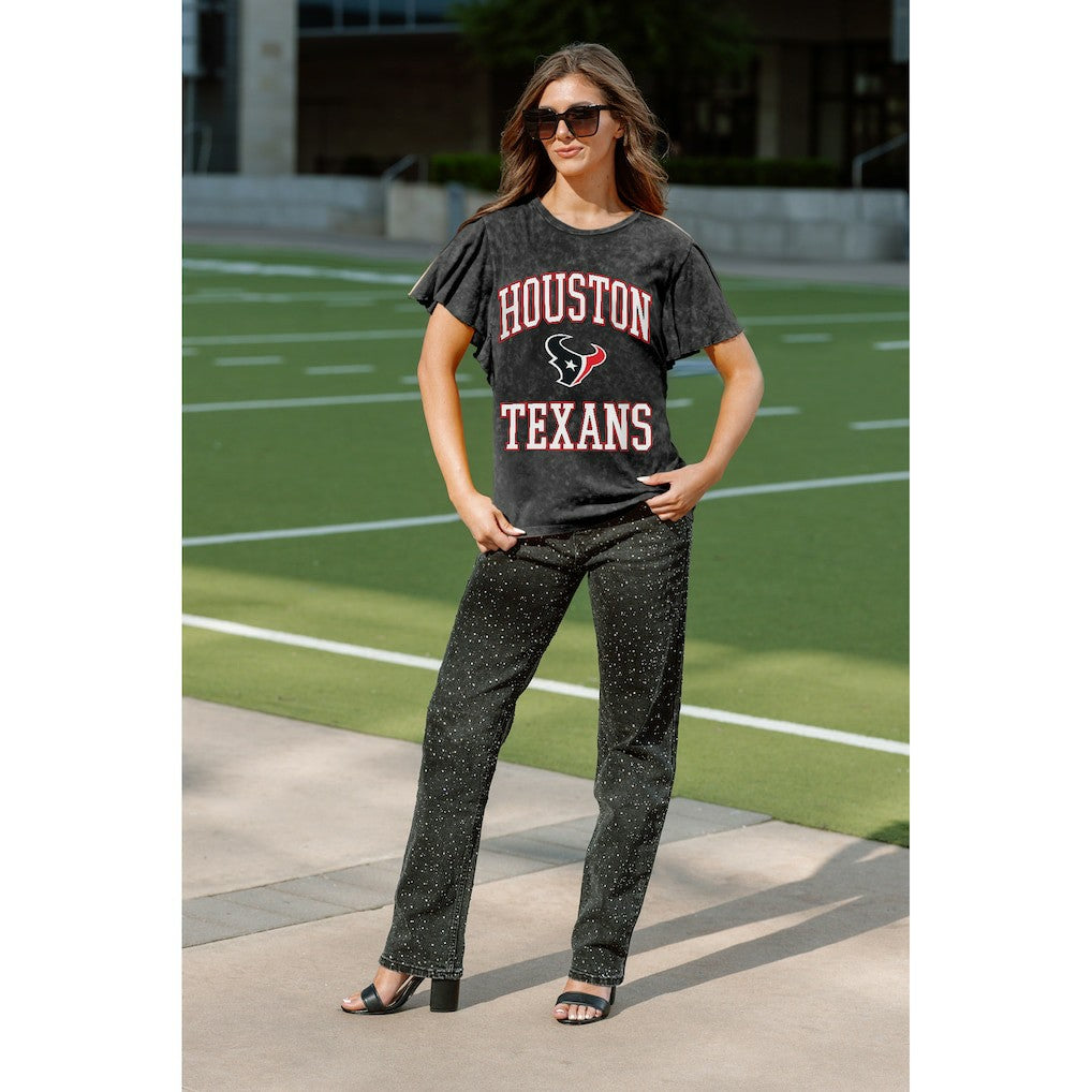 Houston Texans Gameday Couture Women's Relaxed Flutter Sleeve T-Shirt Black