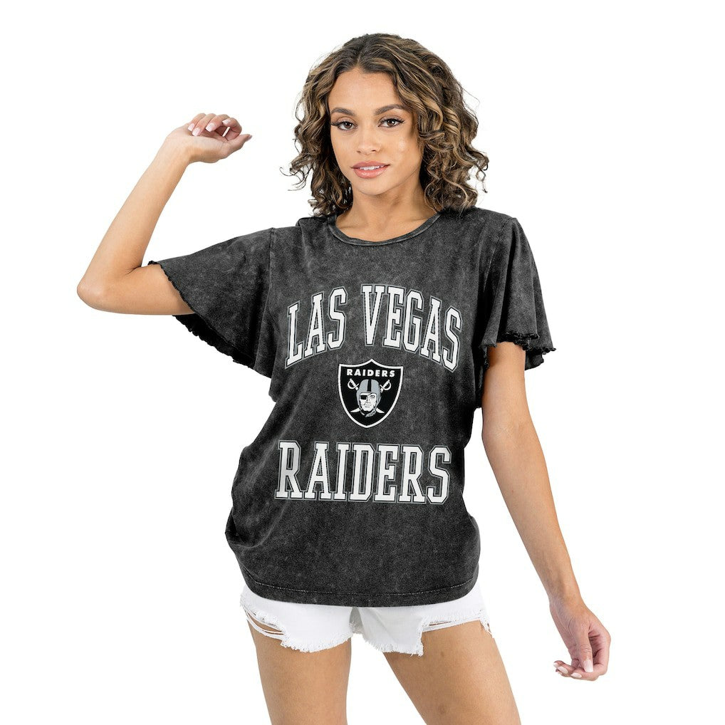 Las Vegas Raiders Gameday Couture Women's Relaxed Flutter Sleeve T-Shirt Black