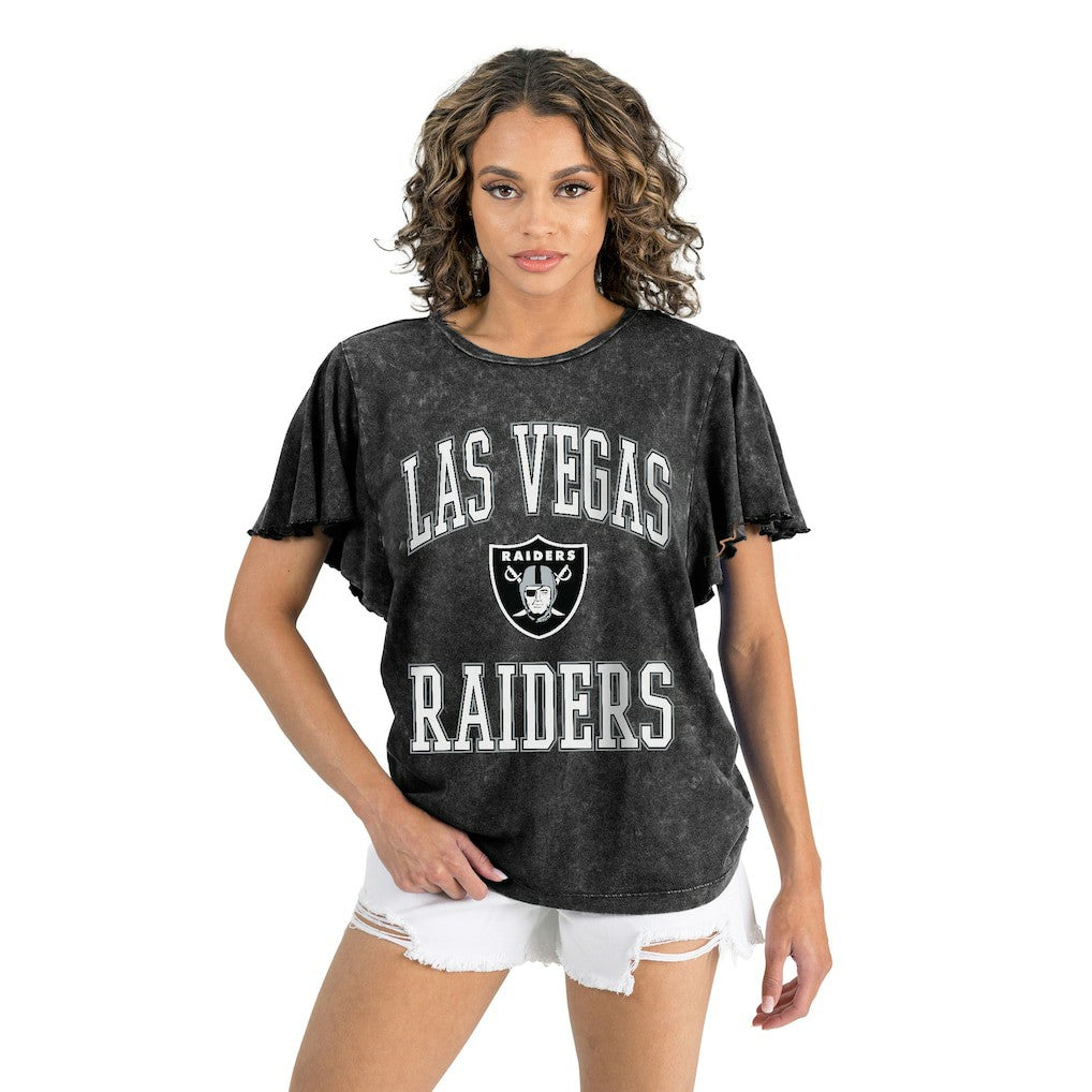 Las Vegas Raiders Gameday Couture Women's Relaxed Flutter Sleeve T-Shirt Black