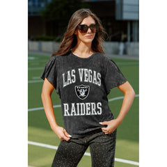 Las Vegas Raiders Gameday Couture Women's Relaxed Flutter Sleeve T-Shirt Black