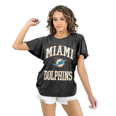 Miami Dolphins Gameday Couture Women's Relaxed Flutter Sleeve T-Shirt Black