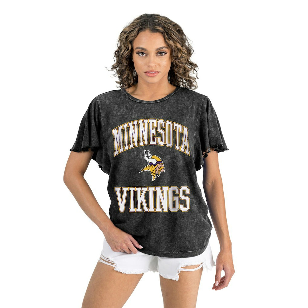 Minnesota Vikings Gameday Couture Women's Relaxed Flutter Sleeve T-Shirt Black