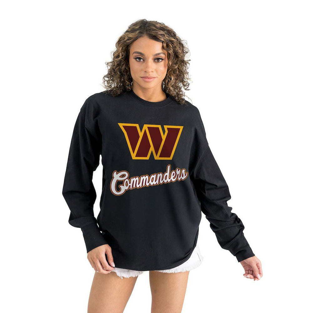 Washington Commanders Gameday Couture Women's Oversized Long Sleeve T-Shirt Black