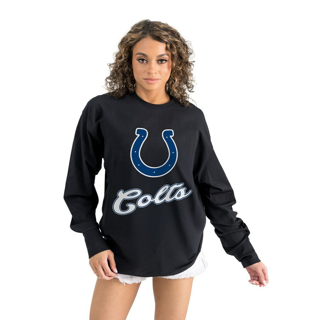 Indianapolis Colts Gameday Couture Women's Oversized Long Sleeve T-Shirt Black