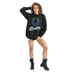 Indianapolis Colts Gameday Couture Women's Oversized Long Sleeve T-Shirt Black