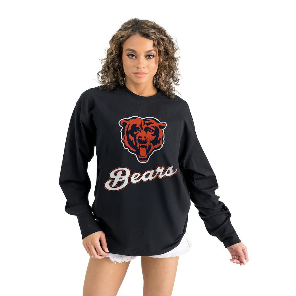 Chicago Bears Gameday Couture Women's Oversized Long Sleeve T-Shirt Black