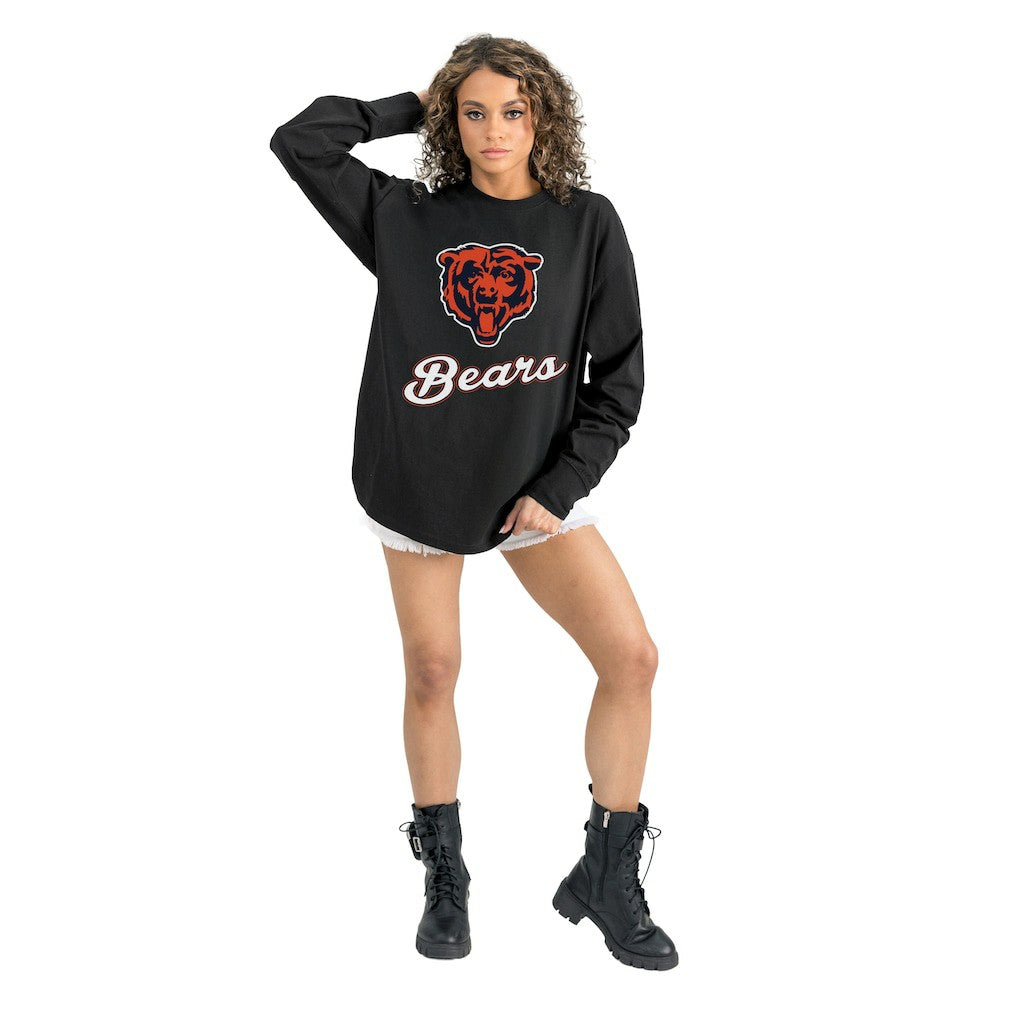 Chicago Bears Gameday Couture Women's Oversized Long Sleeve T-Shirt Black