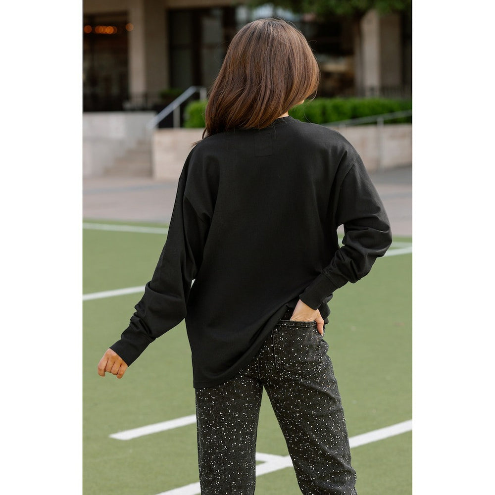 Miami Dolphins Gameday Couture Women's Oversized Long Sleeve T-Shirt Black