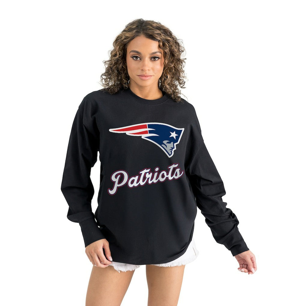 New England Patriots Gameday Couture Women's Oversized Long Sleeve T-Shirt Black