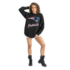 New England Patriots Gameday Couture Women's Oversized Long Sleeve T-Shirt Black