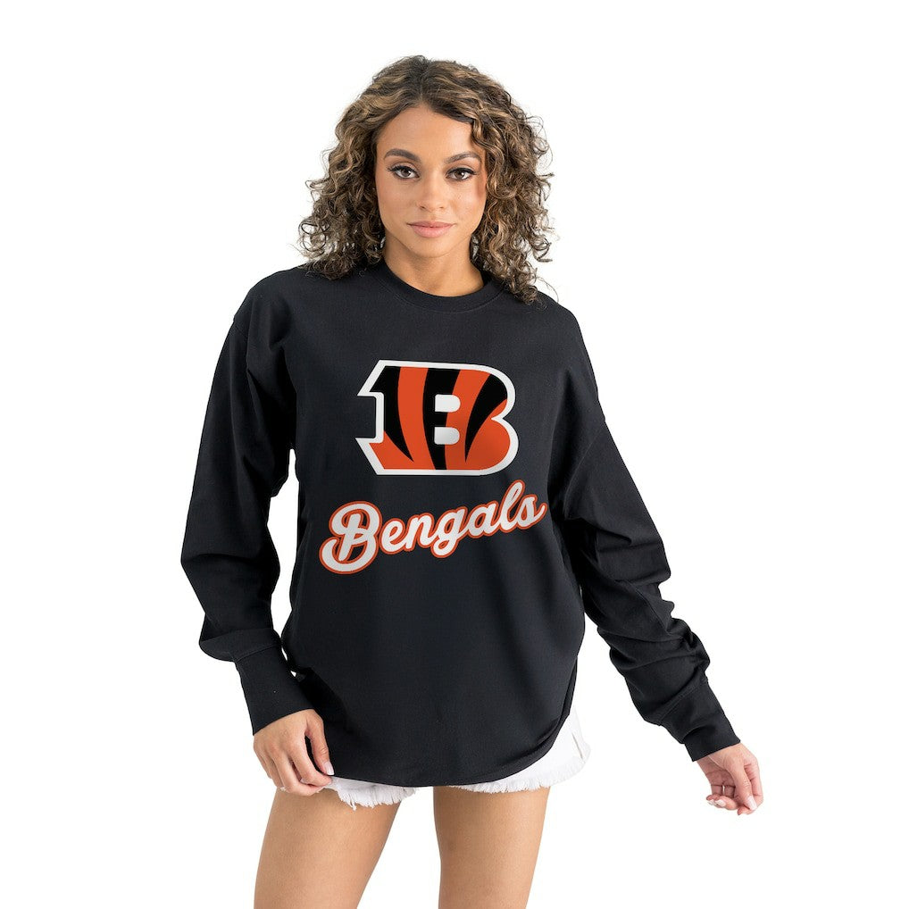 Cincinnati Bengals Gameday Couture Women's Oversized Long Sleeve T-Shirt Black