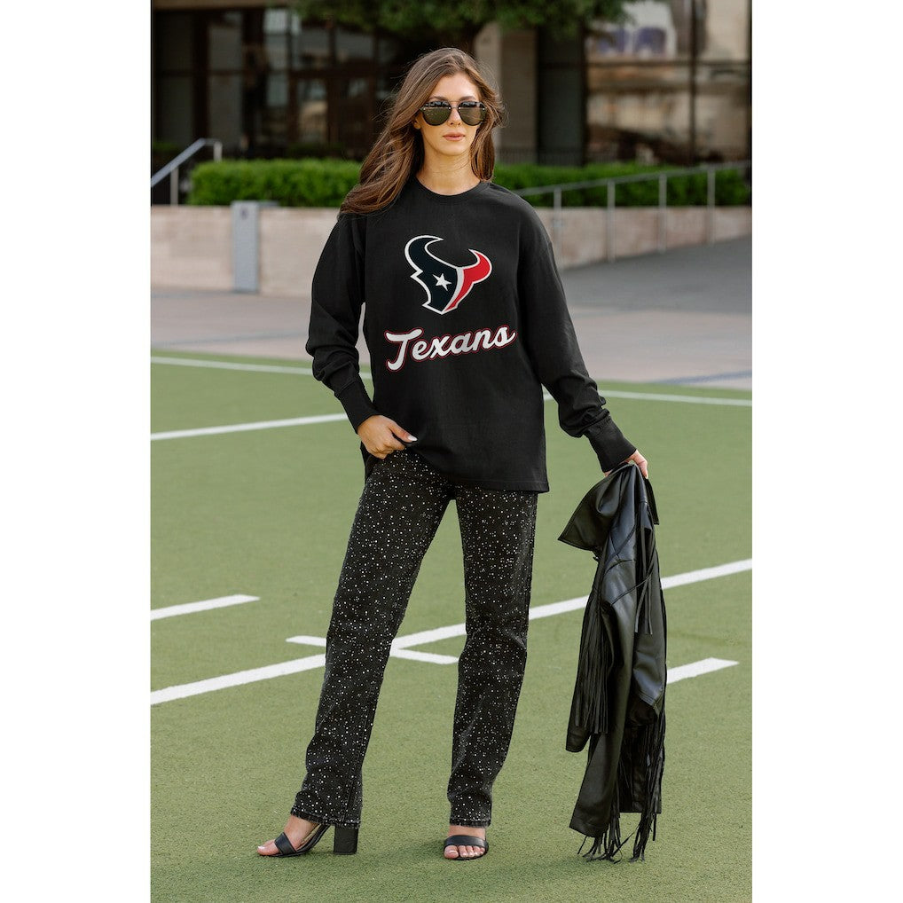 Houston Texans Gameday Couture Women's Oversized Long Sleeve T-Shirt Black