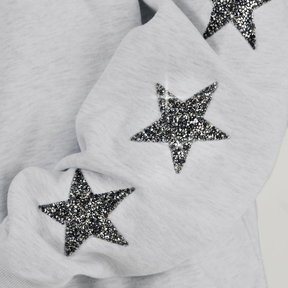 Los Angeles Chargers Gameday Couture Women's Resilience Relaxed Rhinestone Pullover Sweatshirt Ash
