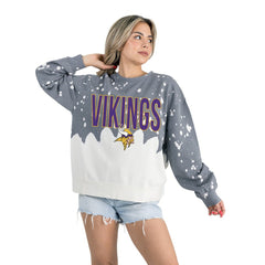 Minnesota Vikings Gameday Couture Women's Oversized Faded Wash Tri-Blend Pullover Sweatshirt Gray
