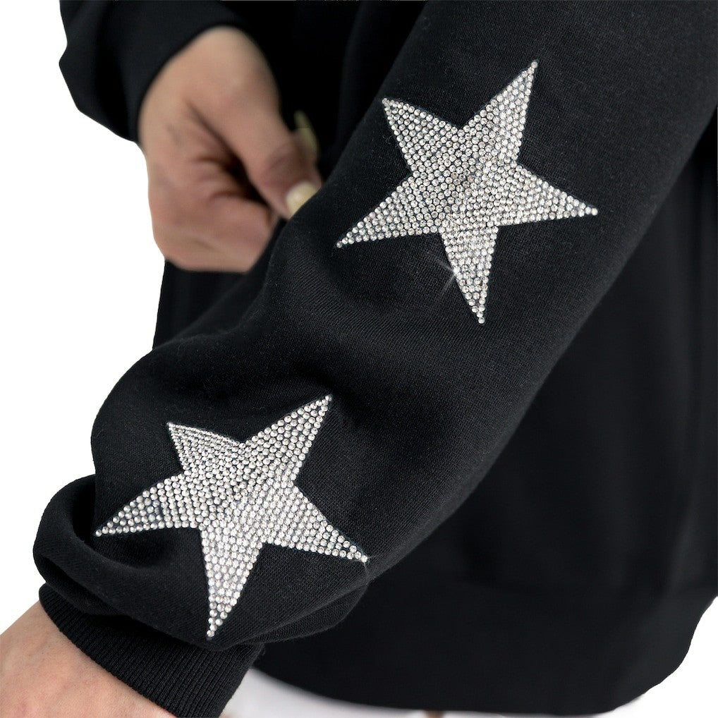 New York Giants Gameday Couture Women's Velocity Relaxed Rhinestone Pullover Sweatshirt Black