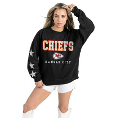 Kansas City Chiefs Gameday Couture Women's Velocity Relaxed Rhinestone Pullover Sweatshirt Black