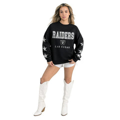 Las Vegas Raiders Gameday Couture Women's Velocity Relaxed Rhinestone Pullover Sweatshirt Black