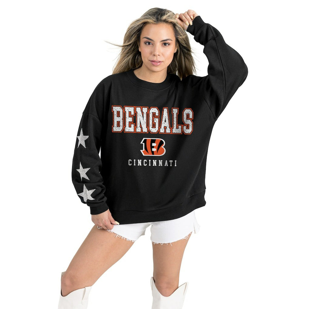Cincinnati Bengals Gameday Couture Women's Velocity Relaxed Rhinestone Pullover Sweatshirt Black
