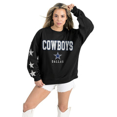 Dallas Cowboys Gameday Couture Women's Velocity Relaxed Rhinestone Pullover Sweatshirt Black