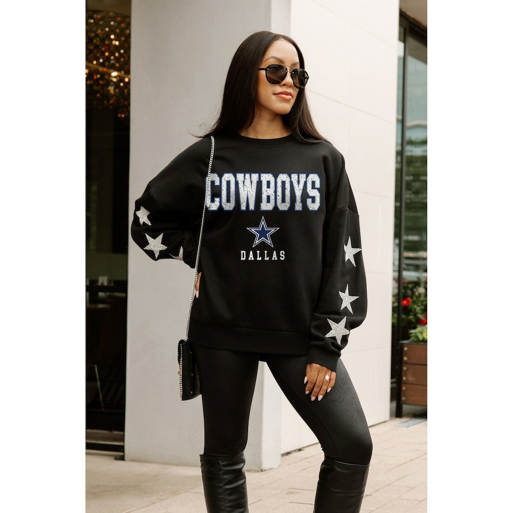 Dallas Cowboys Gameday Couture Women's Velocity Relaxed Rhinestone Pullover Sweatshirt Black