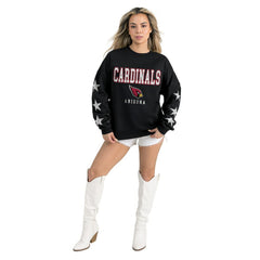 Arizona Cardinals Gameday Couture Women's Velocity Relaxed Rhinestone Pullover Sweatshirt Black