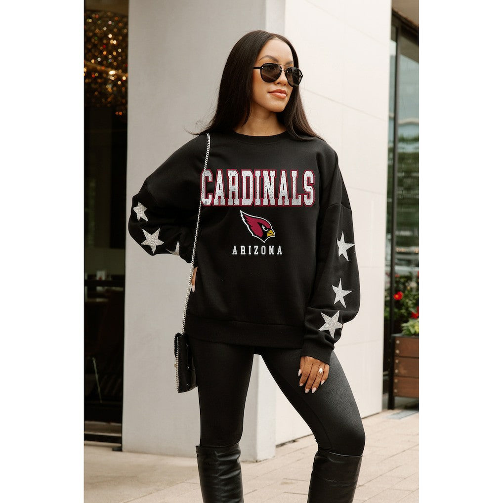 Arizona Cardinals Gameday Couture Women's Velocity Relaxed Rhinestone Pullover Sweatshirt Black