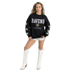 Baltimore Ravens Gameday Couture Women's Velocity Relaxed Rhinestone Pullover Sweatshirt Black