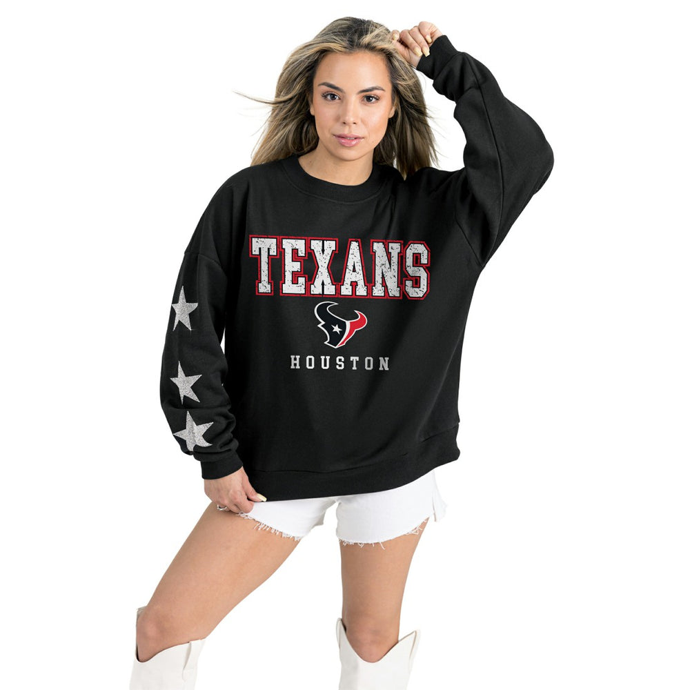 Houston Texans Gameday Couture Women's Velocity Relaxed Rhinestone Pullover Sweatshirt Black