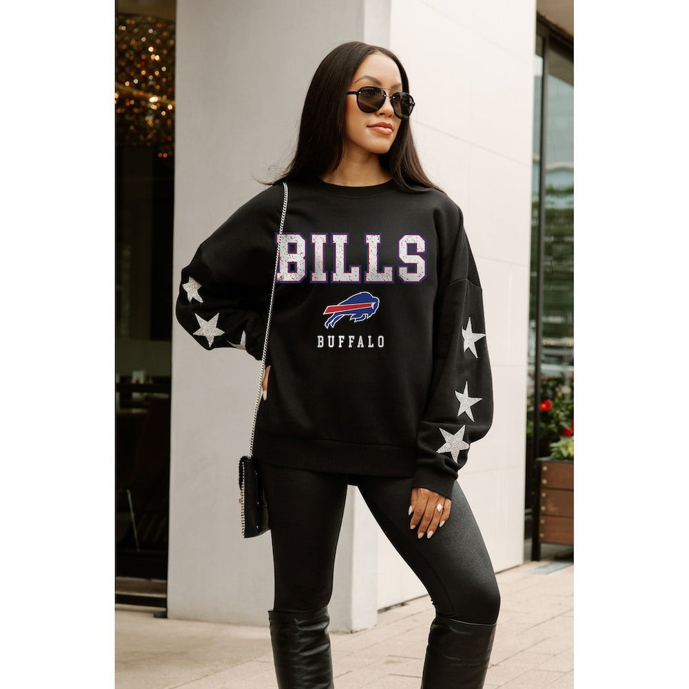 Buffalo Bills Gameday Couture Women's Velocity Relaxed Rhinestone Pullover Sweatshirt Black