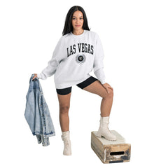Las Vegas Raiders Gameday Couture Women's Traditional Logo Oversized Premium Fleece Pullover Sweatshirt Ash