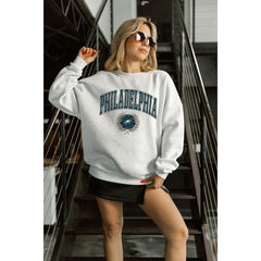 Philadelphia Eagles Gameday Couture Women's Traditional Logo Oversized Premium Fleece Pullover Sweatshirt Ash