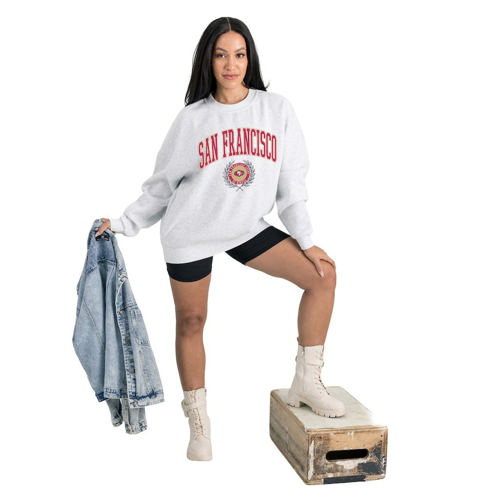 San Francisco 49ers Gameday Couture Women's Traditional Logo Oversized Premium Fleece Pullover Sweatshirt Ash