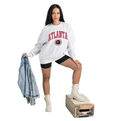 Atlanta Falcons Gameday Couture Women's Traditional Logo Oversized Premium Fleece Pullover Sweatshirt Ash