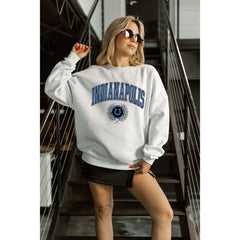 Indianapolis Colts Gameday Couture Women's Traditional Logo Oversized Premium Fleece Pullover Sweatshirt Ash