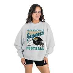 Jacksonville Jaguars Gameday Couture Women's Home Turf Oversized Premium Fleece Pullover Sweatshirt Ash