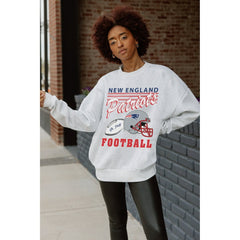 New England Patriots Gameday Couture Women's Home Turf Oversized Premium Fleece Pullover Sweatshirt Ash