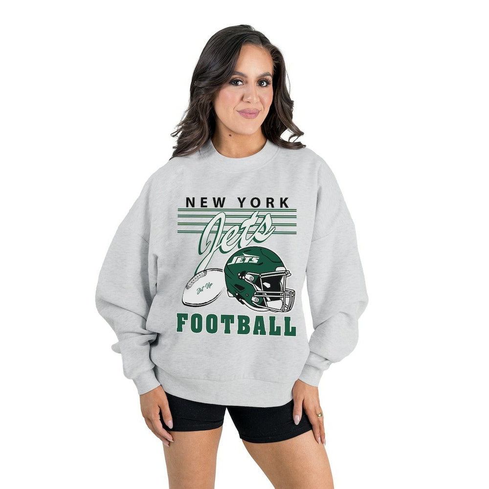New York Jets Gameday Couture Women's Home Turf Oversized Premium Fleece Pullover Sweatshirt Ash